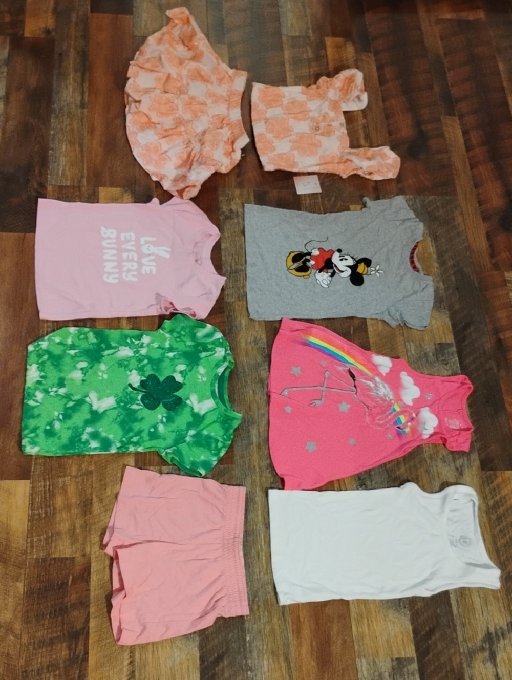 Girls 4/5 Mixed Clothing Bundle with Pink, Green, Gray, White Pieces